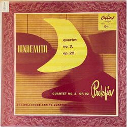 Paul Hindemith / Sergei Prokofiev / The Hollywood String Quartet Quartet No. 3, Op. 22 / Quartet No. 2, Op. 92 Vinyl LP USED