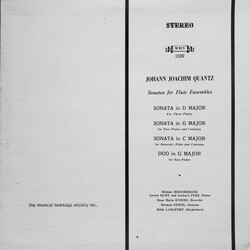 Johann Joachim Quantz Sonatas For Flute Ensembles Vinyl LP USED