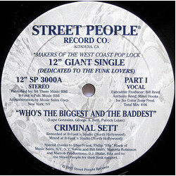 Criminal Sett Who's The Biggest And The Baddest USED VINYL 12INCH 33 S RPM