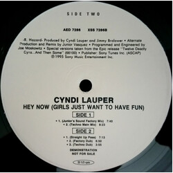 Cyndi Lauper Hey Now (Girls Just Want To Have Fun) USED VINYL 12INCH 33 S RPM PROMO STEREO