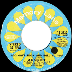 Argent God Gave Rock And Roll To You / Hold Your Head Up Vinyl 7" USED