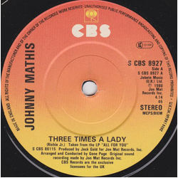 Johnny Mathis Three Times A Lady Vinyl 7" USED