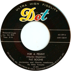 Pat Boone For A Penny / The Wang Dang Taffy-Apple Tango (The Mambo Cha Cha Cha) USED VINYL 7INCH 45 RPM