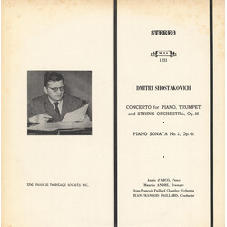 Dmitri Shostakovich / Annie d'Arco / Maurice André / Orchestre De Chambre Jean-François Paillard / Jean-François Paillard Concerto For Piano, Trumpet 