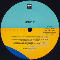 Simon Fellowes American Dream USED VINYL 12INCH 33 S RPM PROMO
