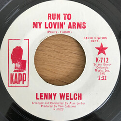 Lenny Welch Run To My Lovin' Arms / Coronet Blue USED VINYL 7INCH 45 RPM PROMO STYRENE