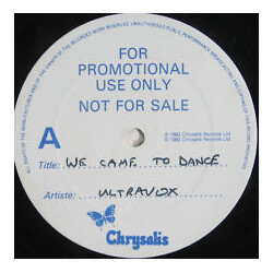 Ultravox We Came To Dance USED VINYL 12INCH 45 RPM SINGLE PROMO