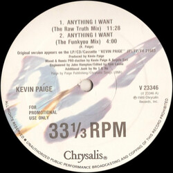 Kevin Paige Anything I Want USED VINYL 12INCH PROMO 33 S RPM