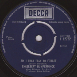 Engelbert Humperdinck Am I That Easy To Forget Vinyl 7" USED