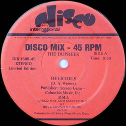 The Duprees Delicious USED VINYL 12INCH 45 RPM LIMITED EDITION