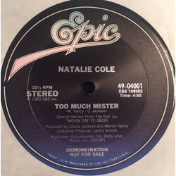 Natalie Cole Too Much Mister USED VINYL 12INCH 33 S RPM PROMO