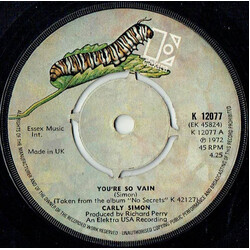 Carly Simon You're So Vain VINYL 7" USED