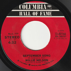 Willie Nelson September Song / On The Road Again USED VINYL 7INCH 45 RPM REISSUE STYRENE
