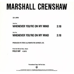 Marshall Crenshaw Whenever You're On My Mind USED VINYL 12INCH PROMO SINGLE 33 S RPM