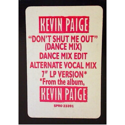 Kevin Paige Don't Shut Me Out USED VINYL 12INCH 33 S RPM PROMO STEREO