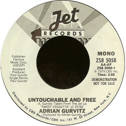 Adrian Gurvitz Untouchable And Free USED VINYL 7INCH 45 RPM PROMO STYRENE STEREO MONO