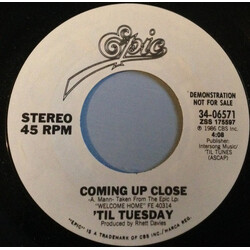 'Til Tuesday Coming Up Close Vinyl 7" USED