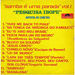 Os Caretas Pesquisa Ibope (Samba É Uma Parada Vol. I) Vinyl LP USED