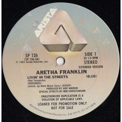 Aretha Franklin Livin' In The Streets Vinyl 12" USED