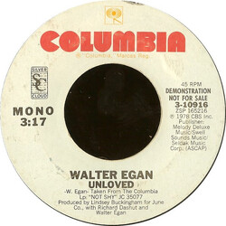 Walter Egan Unloved Vinyl 7" USED