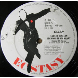 Cijay Love Is Like An Itching In My Heart USED VINYL 12INCH SINGLE 45 RPM