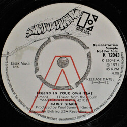 Carly Simon Legend In Your Own Time USED VINYL 7INCH 45 RPM PROMO