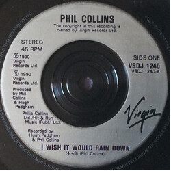 Phil Collins I Wish It Would Rain Down USED VINYL 7INCH PROMO