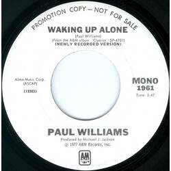 Paul Williams (2) Waking Up Alone Vinyl 7" USED