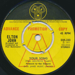 Elton John Your Song USED VINYL 7INCH PROMO STEREO