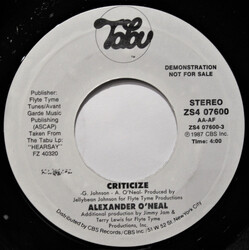 Alexander O'Neal Criticize USED VINYL 7INCH SINGLE PROMO
