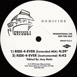 Homicide Ride-4-Ever USED VINYL 12INCH SINGLE PROMO