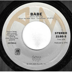 Styx Babe USED VINYL 7INCH 45 RPM SINGLE STYRENE