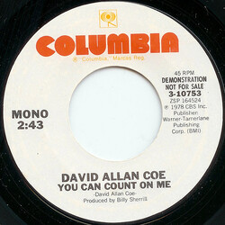 David Allan Coe You Can Count On Me Vinyl 7" USED