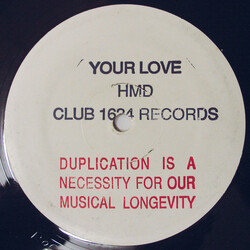 Unknown Artist Your Love USED VINYL 12INCH 33 S RPM WHITE LABEL