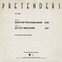The Pretenders Back On The Chain Gang / My City Was Gone USED VINYL 12INCH 33 S RPM PROMO