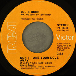 Julie Budd Don't Take Your Love Away / Just Say Goodbye USED VINYL 7INCH 45 RPM SINGLE STEREO