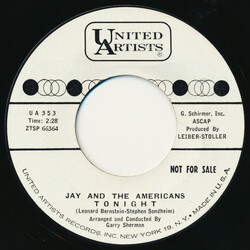 Jay & The Americans Tonight USED VINYL 7INCH 45 RPM SINGLE PROMO