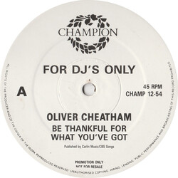 Oliver Cheatham Be Thankful For What You've Got USED VINYL 12INCH 45 RPM PROMO