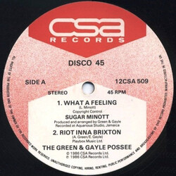 Sugar Minott / The Green & Gayle Posse / Jah Son What A Feeling / Riot Inna Brixton // Candy Man USED VINYL 12INCH
