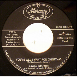Brook Benton You're All I Want For Christmas / This Time Of The Year USED VINYL 7INCH 45 RPM SINGLE