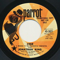 Jonathan King 1968 (A Message To The Presidential Candidates) / Colloquial Sex (Legend Of Today) USED VINYL 7INCH 45 RPM PROMO