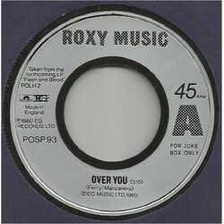 Roxy Music Over You USED VINYL 7INCH 45 RPM JUKEBOX