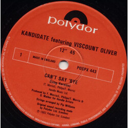Kandidate / Viscount Oliver Can't Say Bye USED VINYL 12INCH 45 RPM
