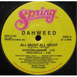 Dahweed All Night All Right USED VINYL 12INCH 33 S RPM