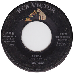 Hank Snow I Know USED VINYL 7INCH 45 RPM MONO