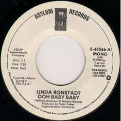 Linda Ronstadt Ooh Baby Baby USED VINYL 7INCH 45 RPM PROMO STYRENE STEREO MONO