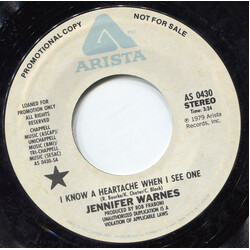 Jennifer Warnes I Know A Heartache When I See One USED VINYL 7INCH 45 RPM PROMO