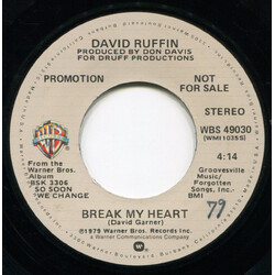 David Ruffin Break My Heart USED VINYL 7INCH 45 RPM SINGLE PROMO STEREO MONO