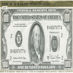 Eric B. & Rakim Paid In Full (Mini Madness - The Coldcut Remix) USED VINYL 7INCH 45 RPM SINGLE