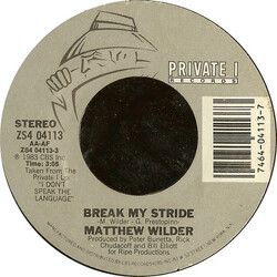 Matthew Wilder Break My Stride USED VINYL 7INCH 45 RPM STYRENE STEREO